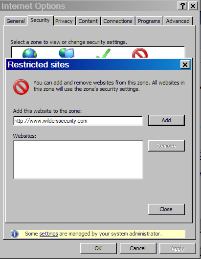 IE8 Restricted Sites is empty. - Wilders Security Forums